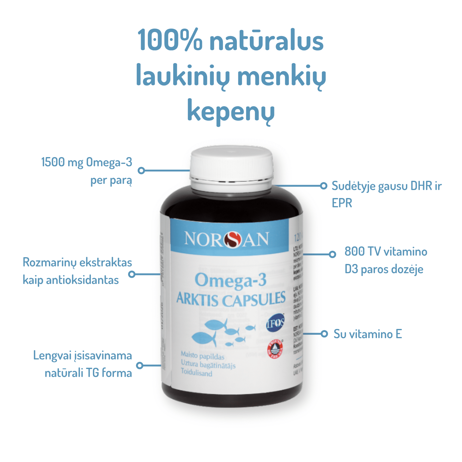 Omega-3 Arktis, kapsulės, 120 vnt. - Image 3