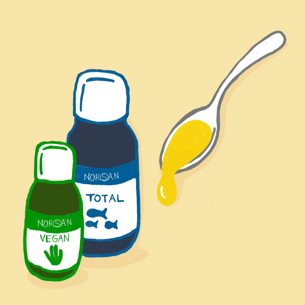 Omega-3 Norsan papildai, pieštiniam variante